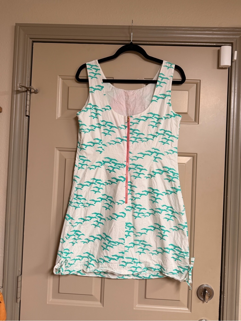 Lilli Pulitzer Women’s Size 10 White Pink With Green Birds Pattern Shift Dress - Picture 6 of 13
